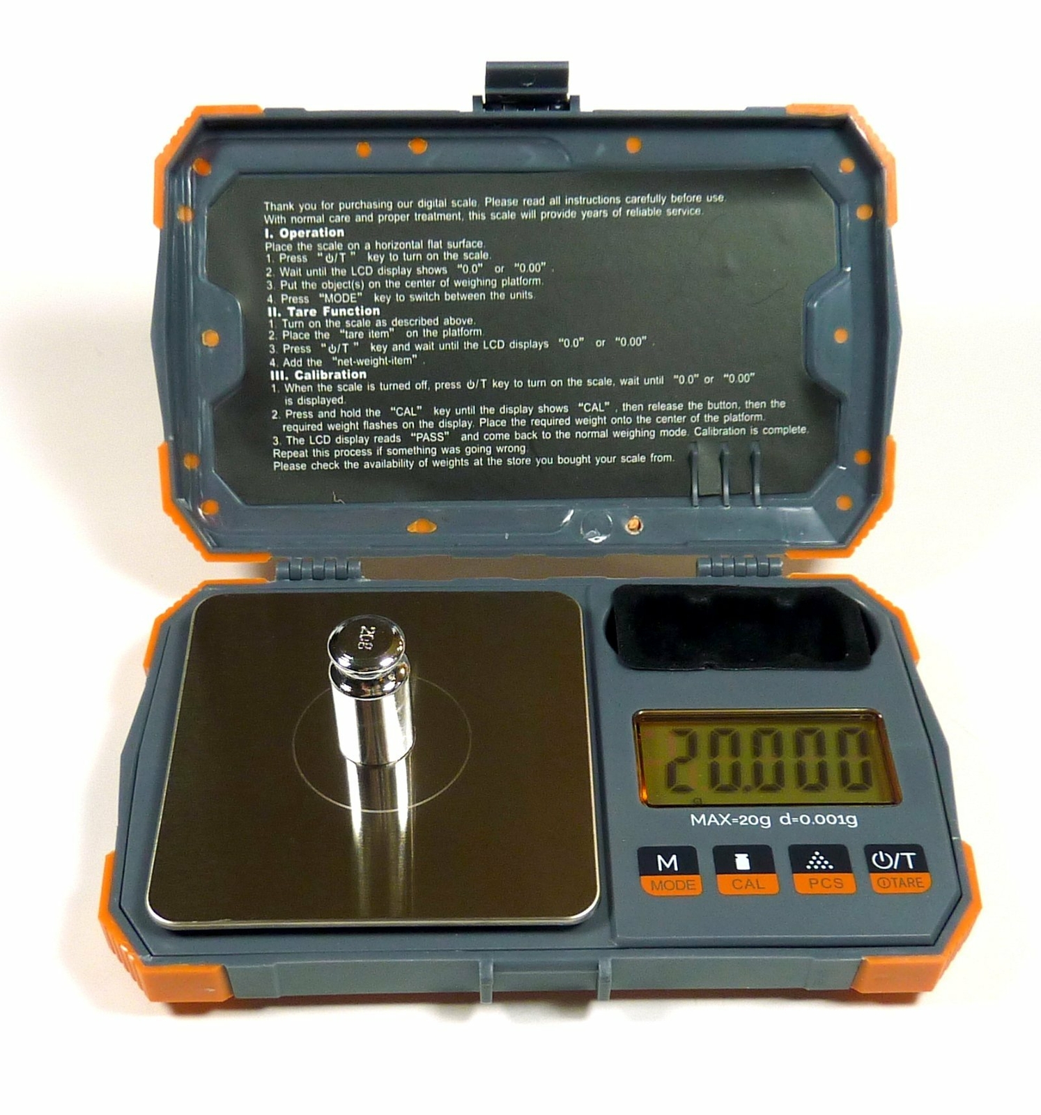 20g x 0.001g Digital Pocket Scale With Cal Weight Herb Gram Jewelry Karat Gold