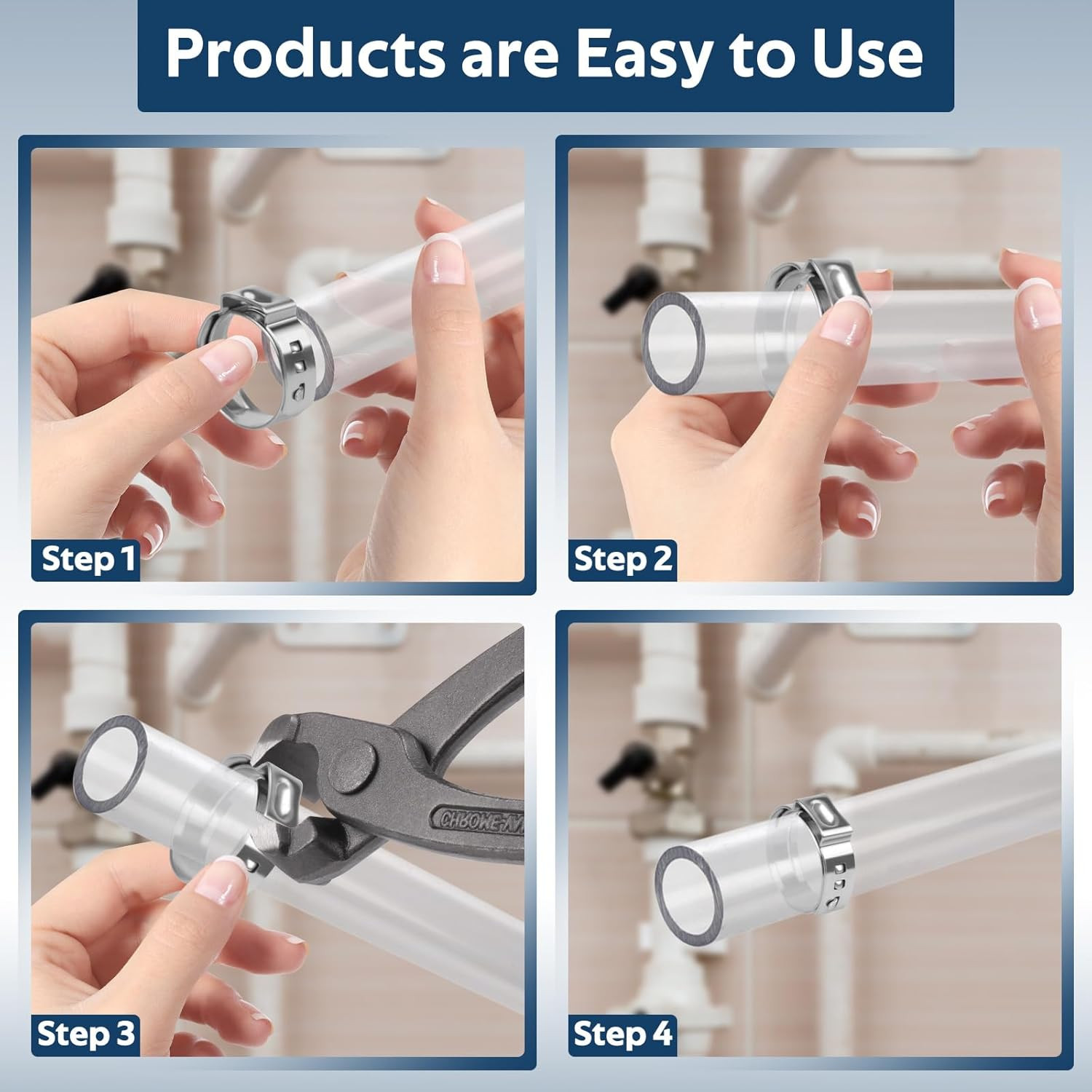 82 Pcs Single Ear Hose Clamps, 11 Sizes 5.8-38.1Mm 304 Stainless Steel Ear Crimp