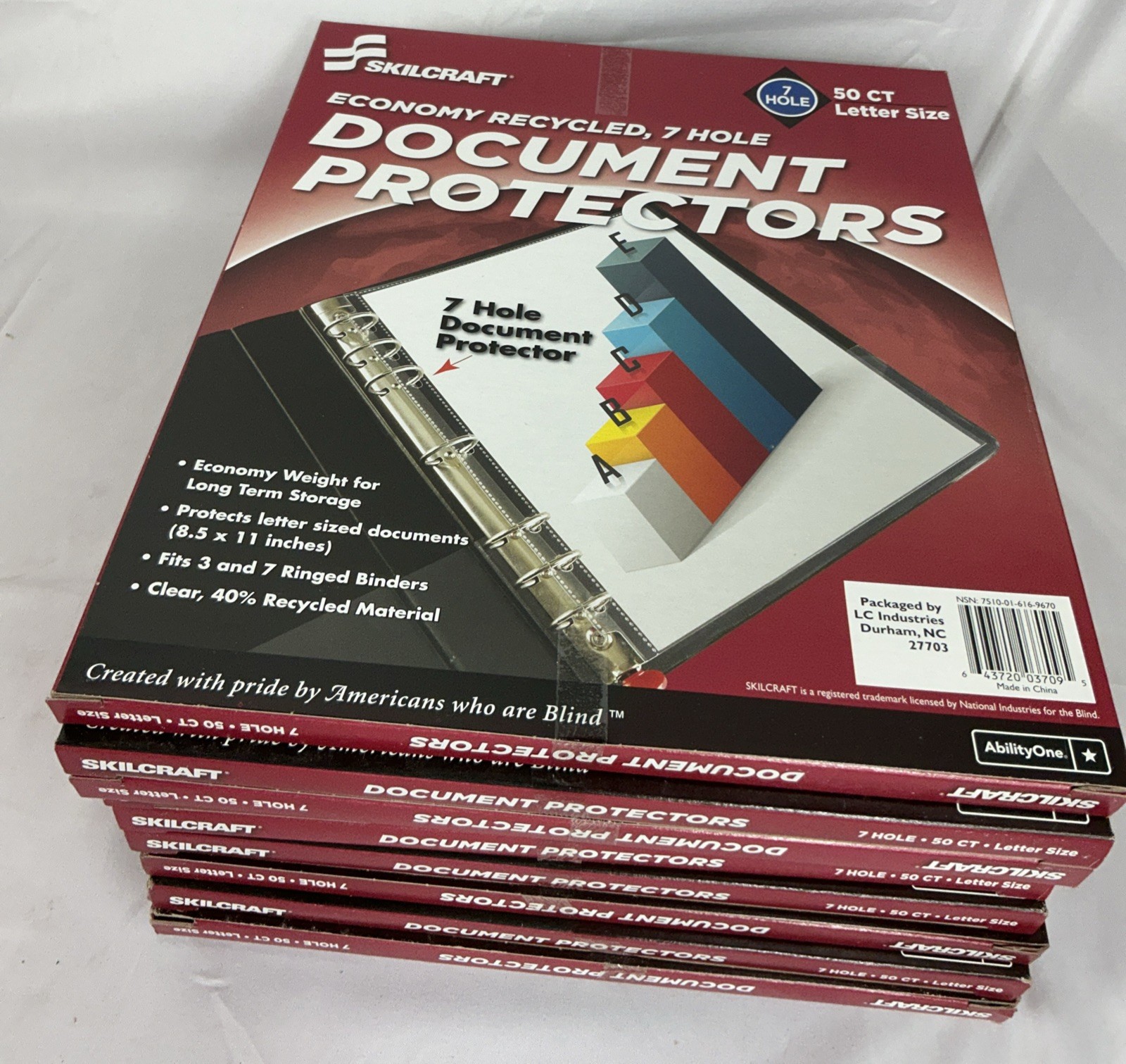 500 Count Skilcraft 7 Hole Document Protectors 8.5″ x 11″ Sheet 10 Boxes Of 50