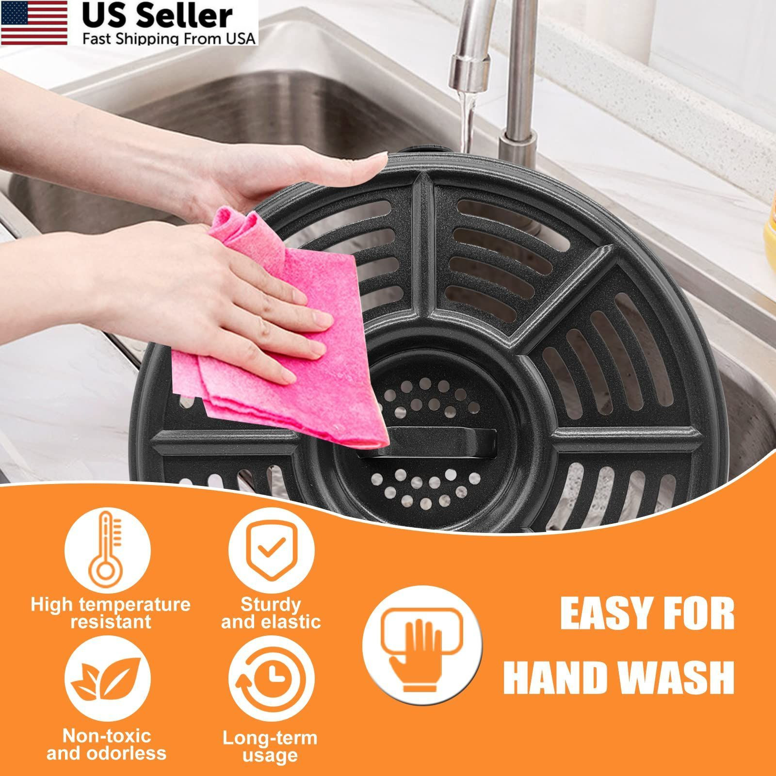 GXF Air Fryer Grill Pan for Ninja 4 QT AF101 5.5 Quart 4QT Ninja, Black