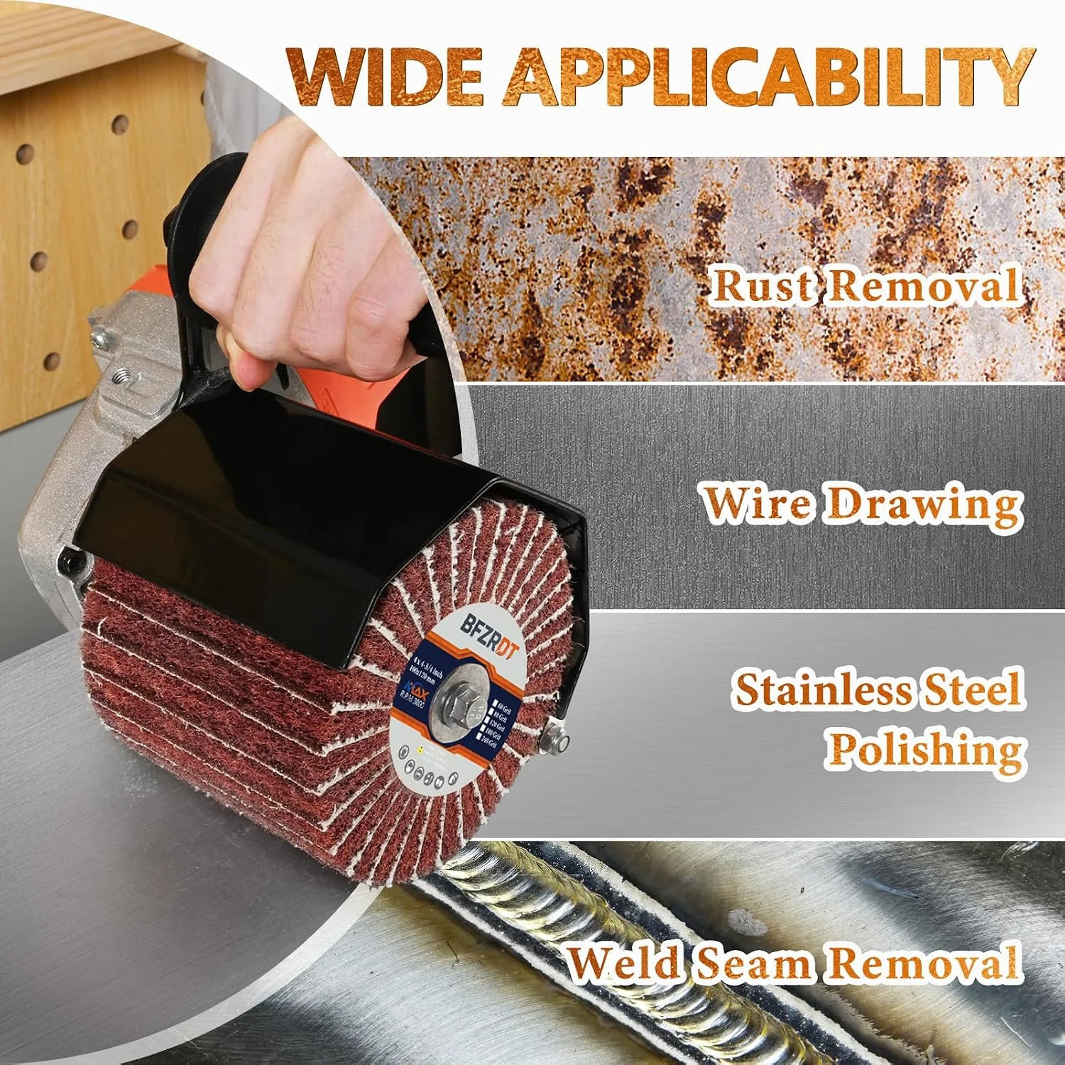 4 Pcs Non-Woven Wheel Surface Conditioning Tool, 4.7″x 4″ Burnishing Drums | 60