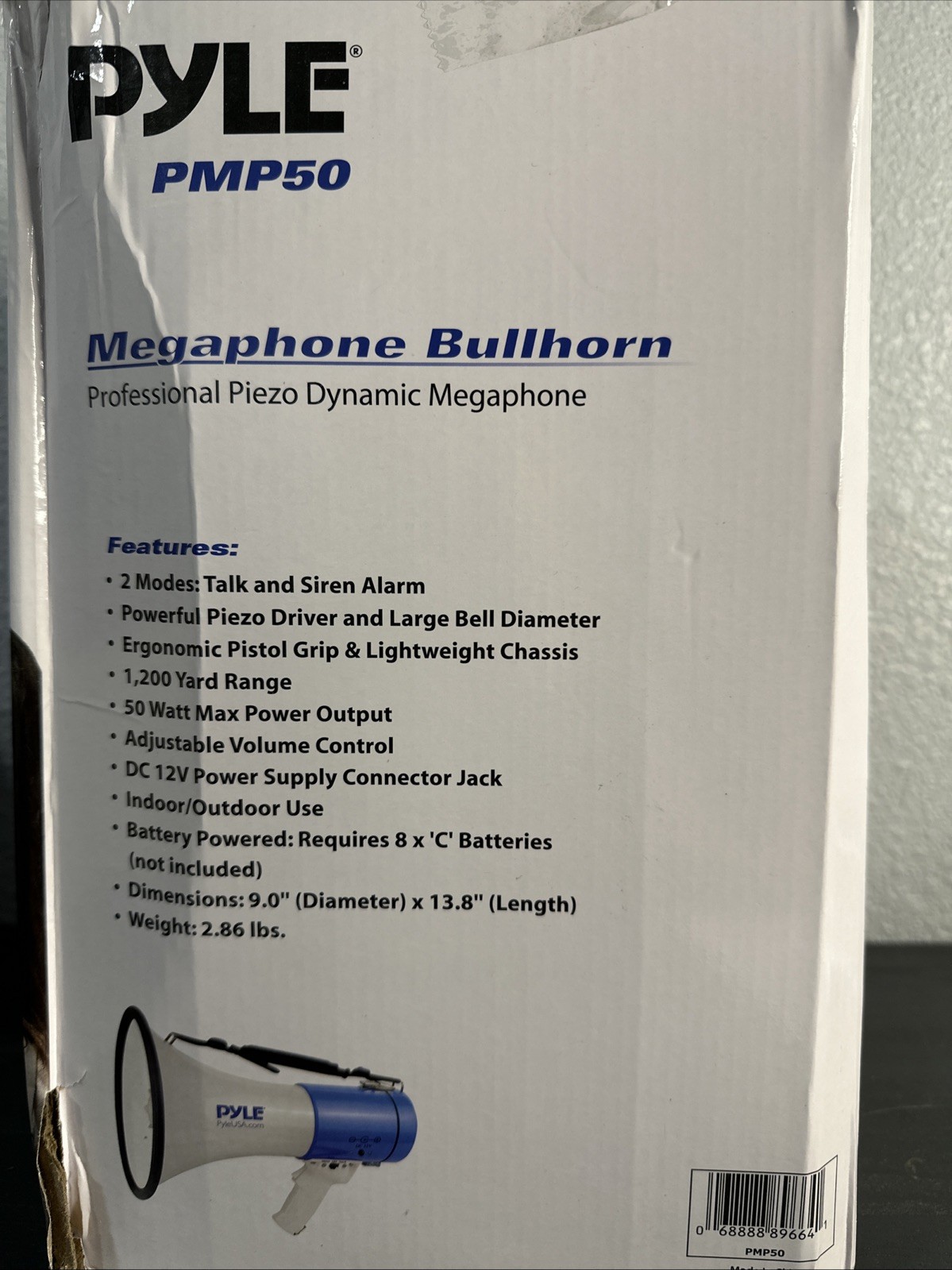NIB- Portable Megaphone Speaker PA Bullhorn Built-in Siren Adjustable Volume