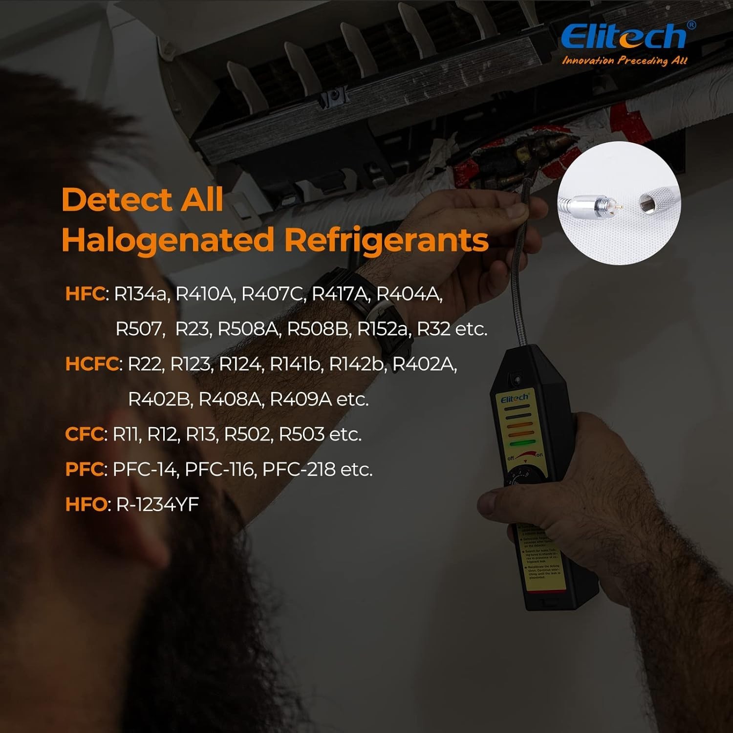 Battery Powered Refrigerant Leak Detector with Visual & Audible Alarms WJL-6000S