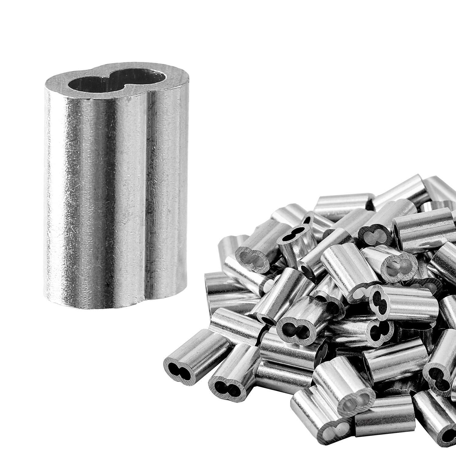 100 1/8″ Aluminum Crimping Loop Sleeve for Wire Rope and Cable