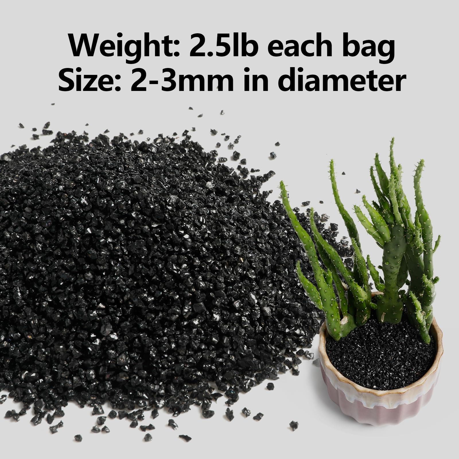 2.4lb Succulents and Cactus Black Sand, Décor & Additive Tiny Stones,DIY Rock…
