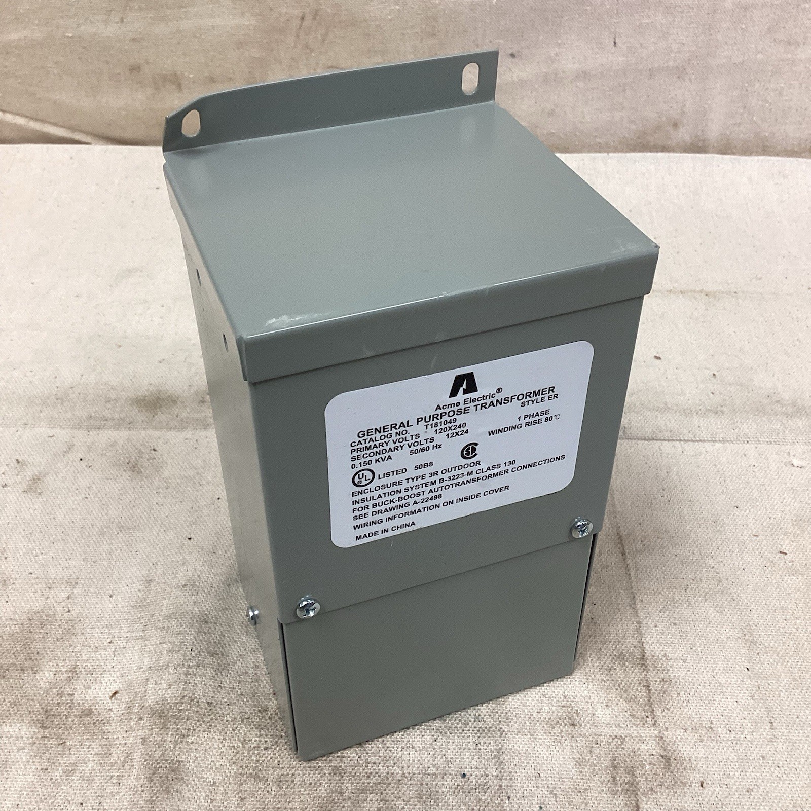 ACME ELECTRIC T181049 Buck Boost Transformer 150VA 120x240V 12/24V