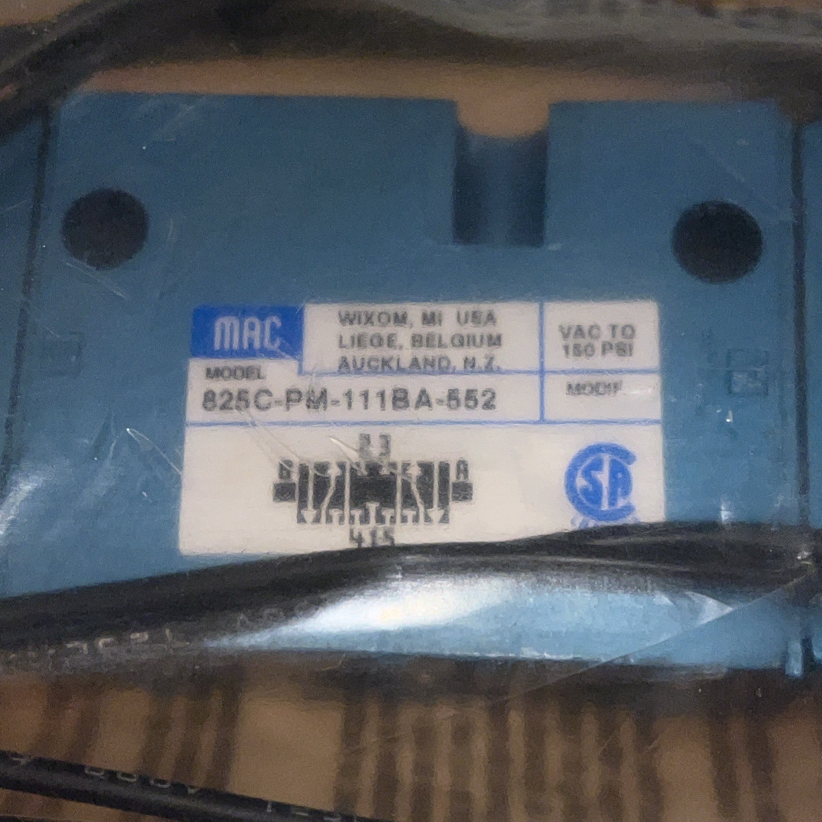Mac Valves Inc. 825C-PM-111BA-522 Solenoid Valve NEW