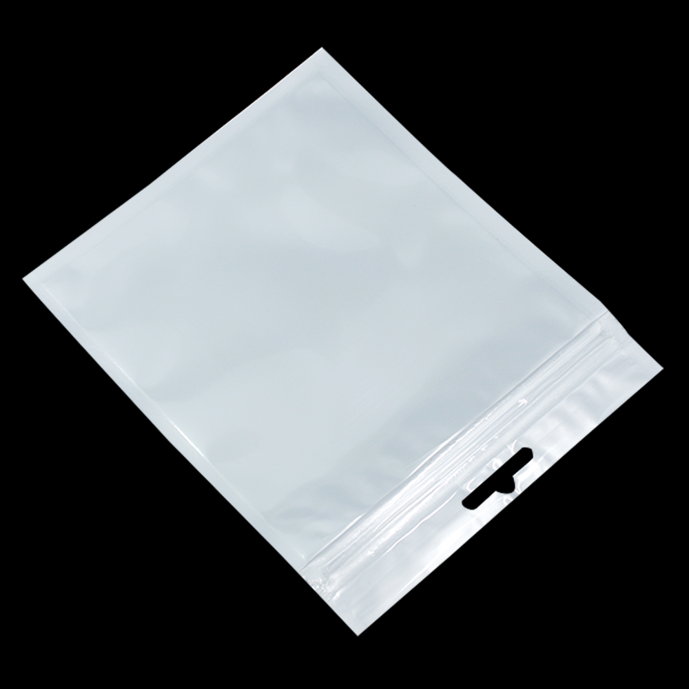 White Clear for Zip Hang Hole Plastic Lock Bags Package Pouch Reclosable Jewelry