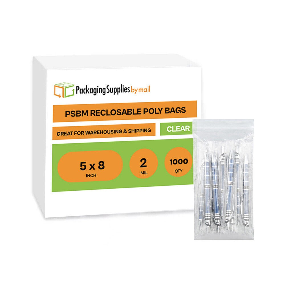 1000 Pcs 5″ x 8″ Zipper Bags Clear 2 Mil Reclosable Packing Packaging Polybag