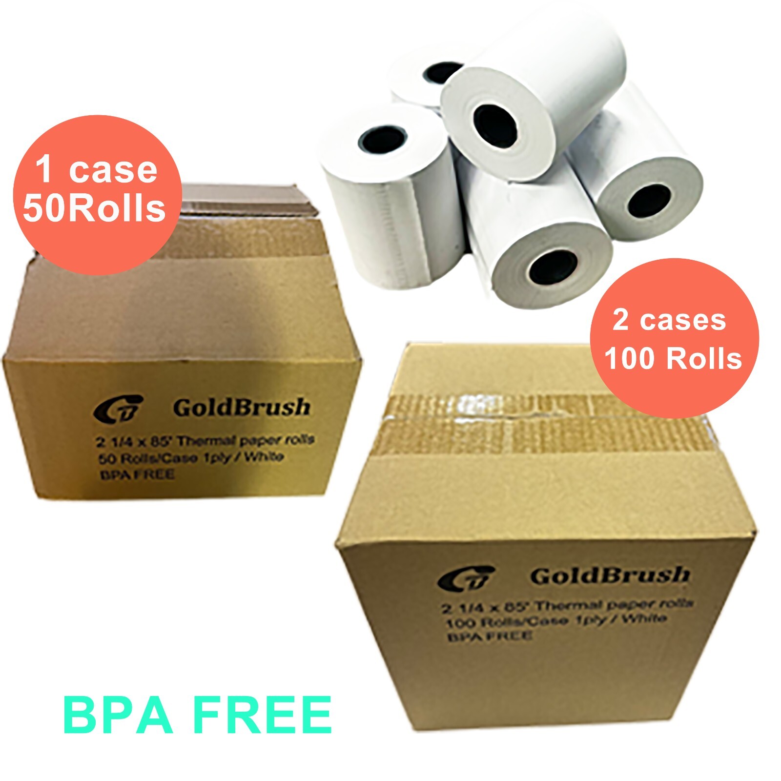 2 1/4″ X 85′ THERMAL PAPER 50 ROLLS PREMIUM FD130 THERMAL PAPER BPA FREE