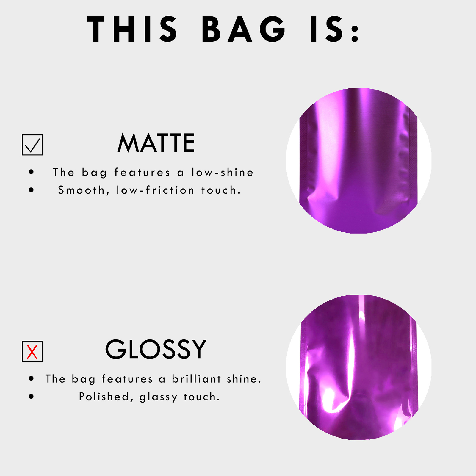 100 Flat Translucent/Black Mylar QuickQlick™Bags w/Hang Hole in Variety of Sizes