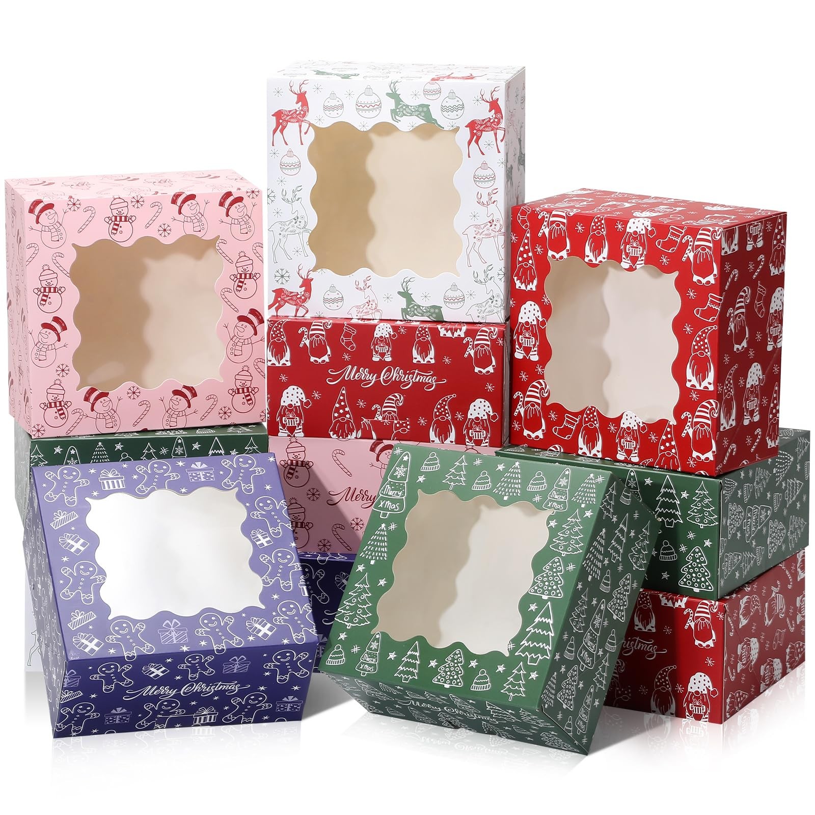 COTOPHER 30Pcs Christmas Cookie Boxes for Gift 6x6x3 inches, 6x6x3inch