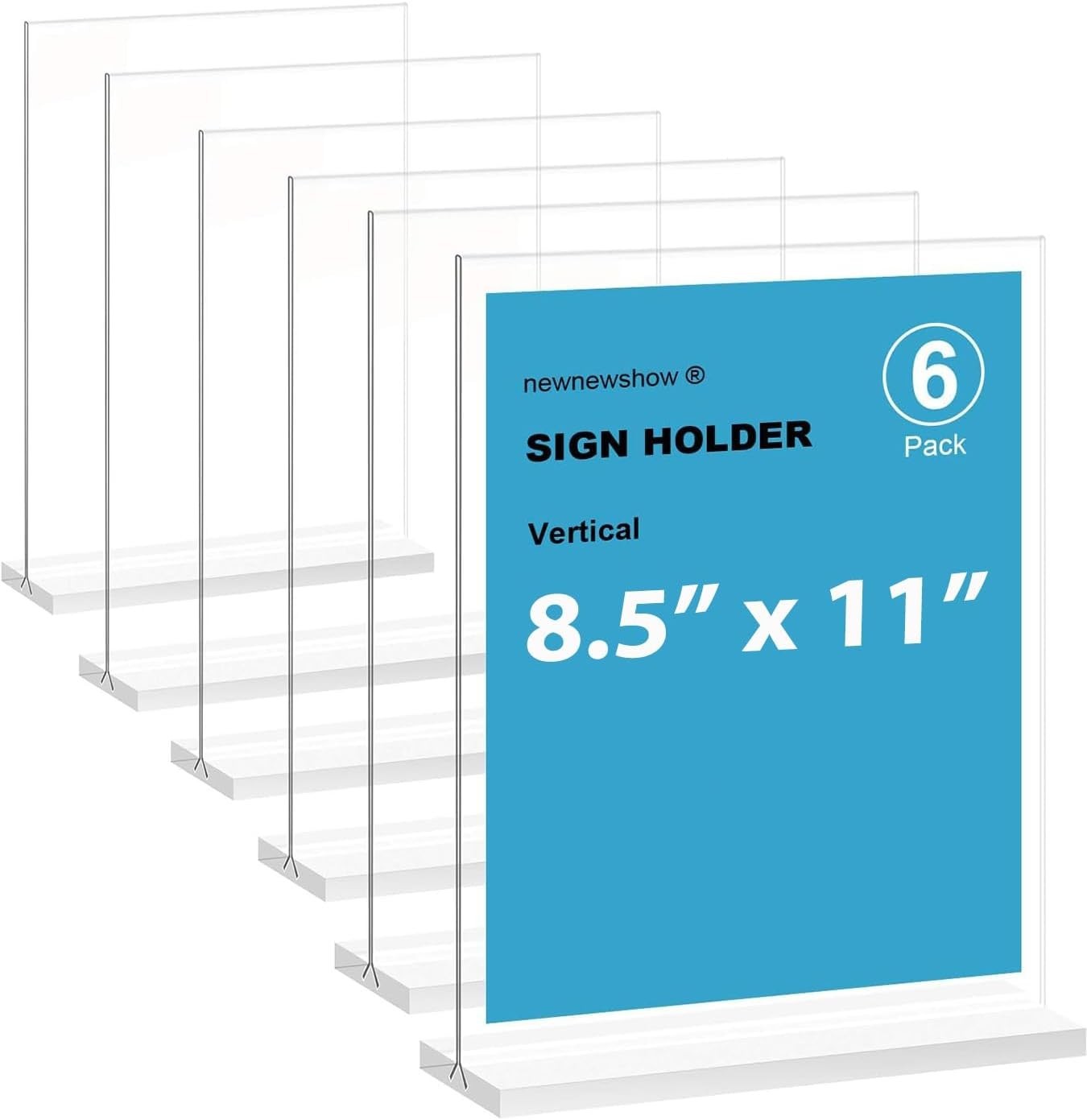 High-Transparency 8.5×11 Acrylic Sign Holders – 6 Pack Double-Sided T Displays