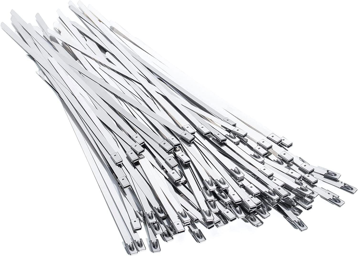 100-200Pcs Metal Stainless Steel Cable Zip Ties Heavy Duty Self-Locking 6″-20″