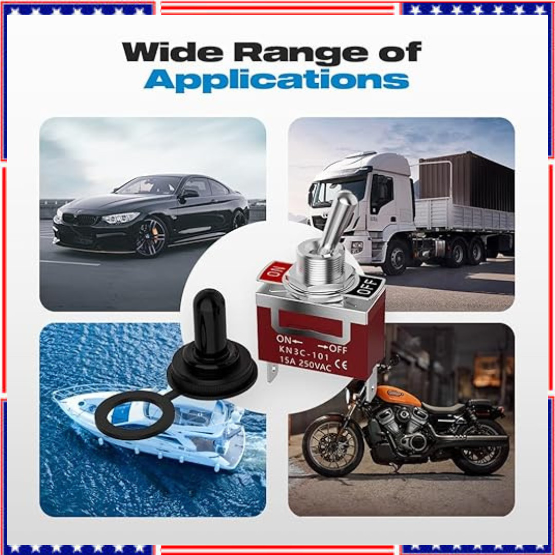 Toggle Switch 12V 30A Heavy Duty ON/Off 2Pin SPST Waterproof Toggle Switch 2Pack