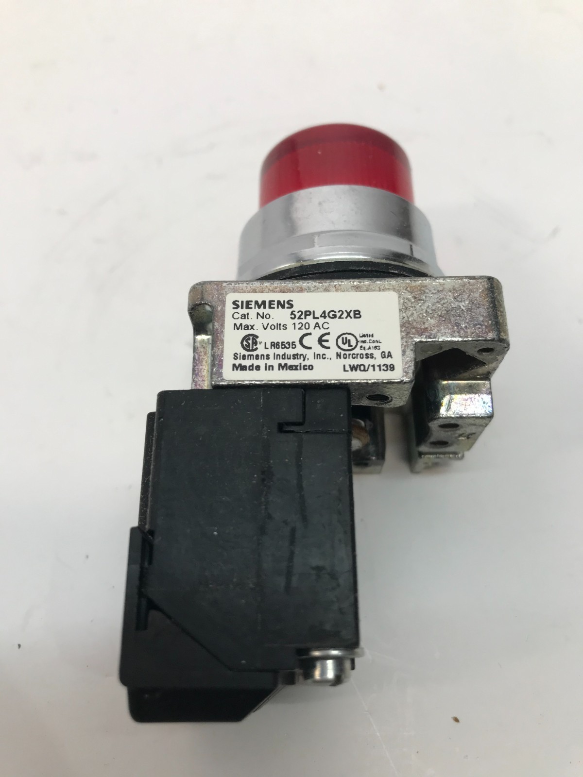 Siemens 52PL4G2XB Pilot Light Transformer Type 120 Volts, AC, Red, LED
