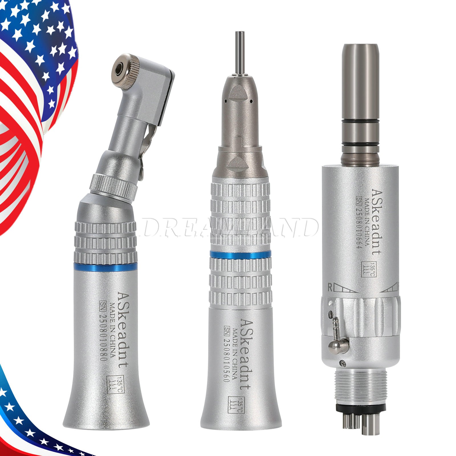 SEASKY Dental Slow Low Speed Handpiece Straight Contra Angle Air Motor 4/2Holes