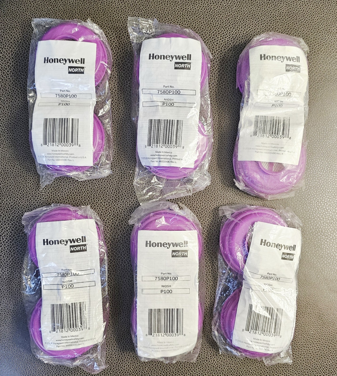 Lot of 6 (2 pk) Honeywell North P100 Respirator Cartridge 7580P100