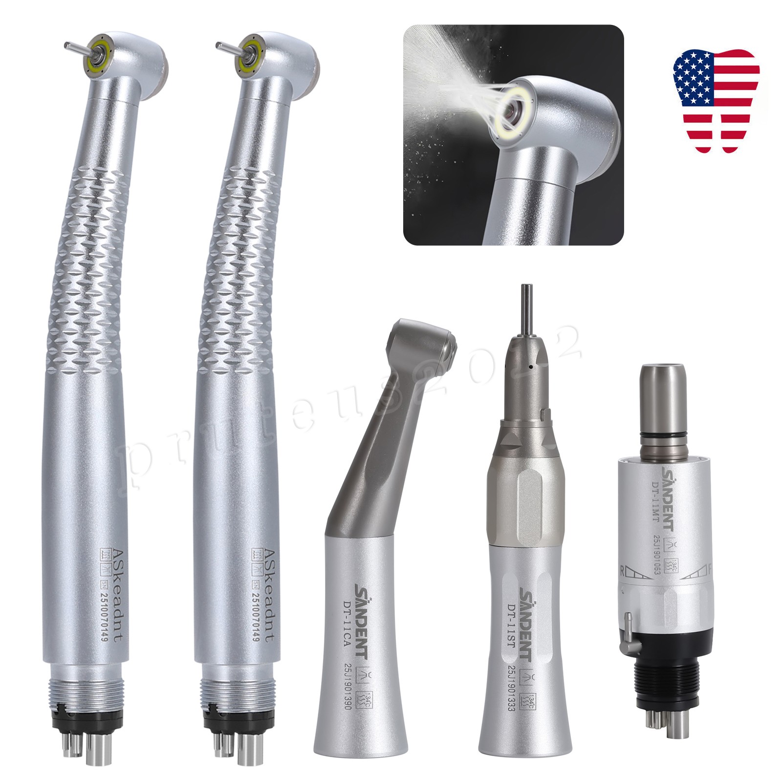 Dental Ring LED Integrate E-generator High &Low Speed Handpiece 4 Holes Turbine