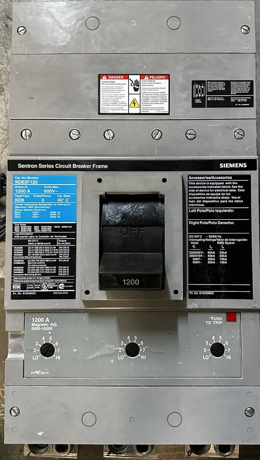 ND63F120 AMP TRIP UNIT