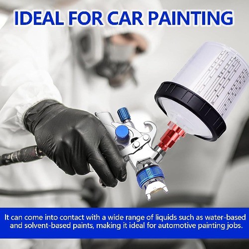 Spray Gun Cup Adapter with 6-Piece Fine Mesh HVLP Filters, 16mm 1.5mm External T
