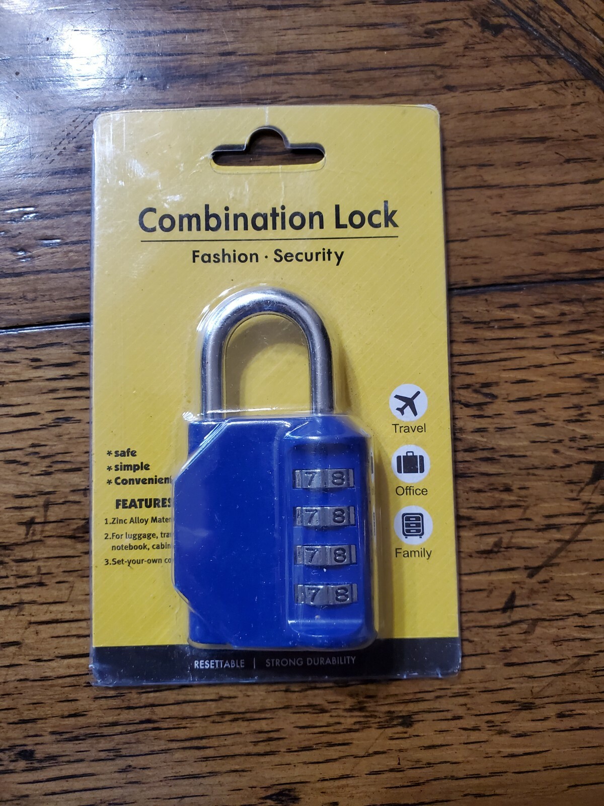Disecu Combination Lock Fashion / Security, Blue, Red, Black, or Silver CH-17