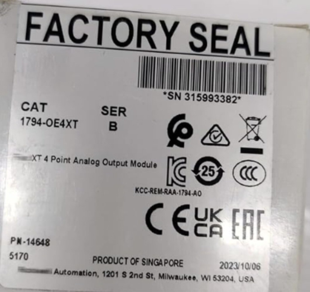 New Sealed AB 1794OE4XT SER B Flex XT 4 Point Analog Output Module Free Shipping