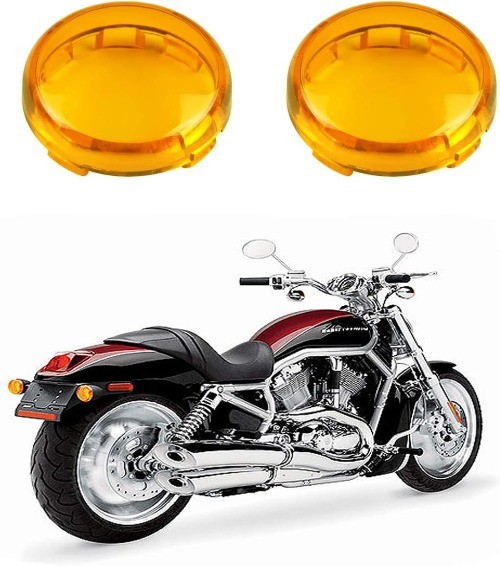 Amber Turn Signal Lens Cover Compatible with Dyna Fatboy Softail Color: Amber