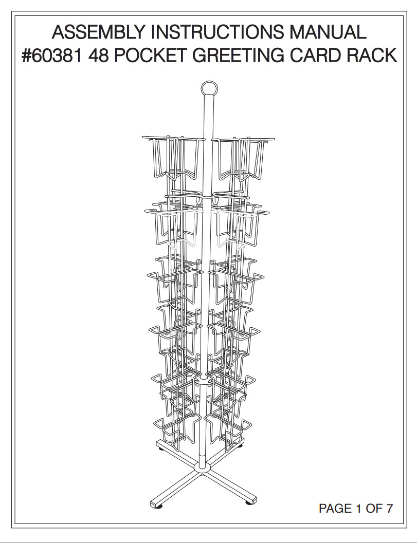 Greeting Card Rack Rotating Spins 48 Pocket White Retail Display 5″ x 7 Cards