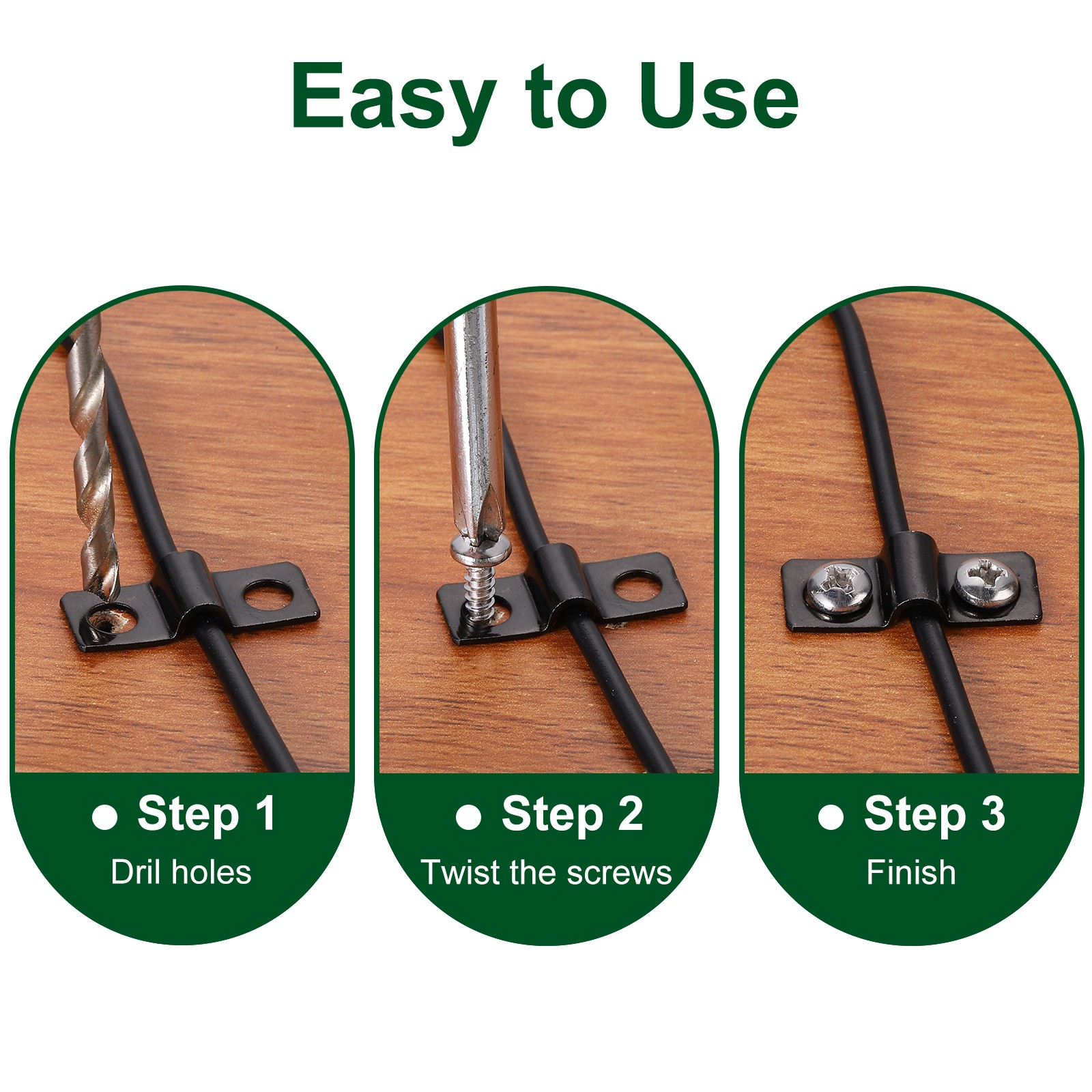 100pcs – U-Shaped Pipe Clamp 1/8 Inch(3mm) 2 Hole U-Tube Strap Clamp Black