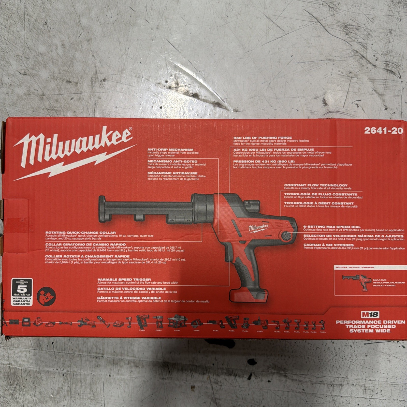 Milwaukee 2641-20 M18 18 Volt Cordless 10 Oz Caulk And Adhesive Gun (Bare Tool)