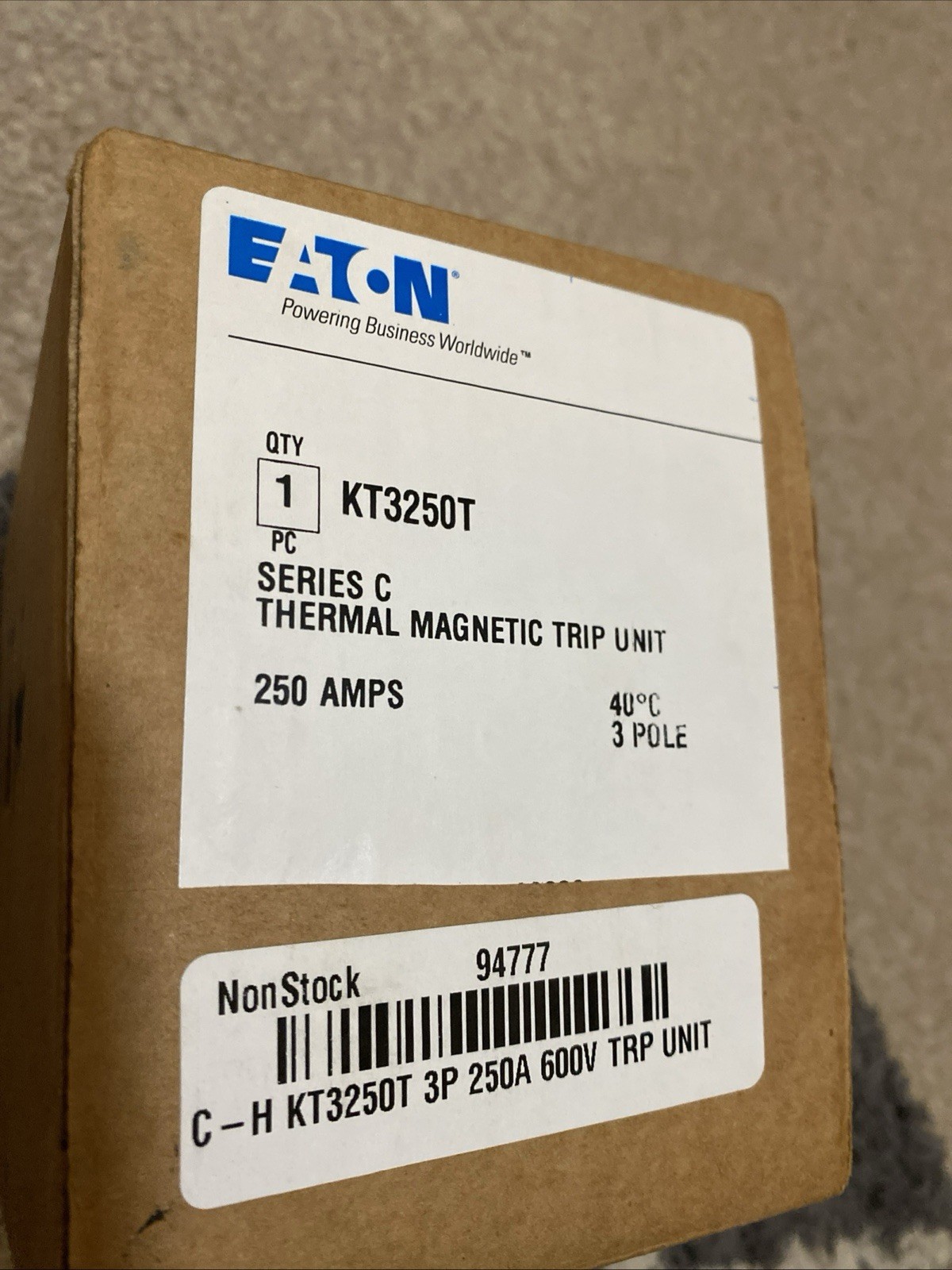 EATON KT3250T 3POLE 250A THERMAL MAGNETIC TRIP UNIT