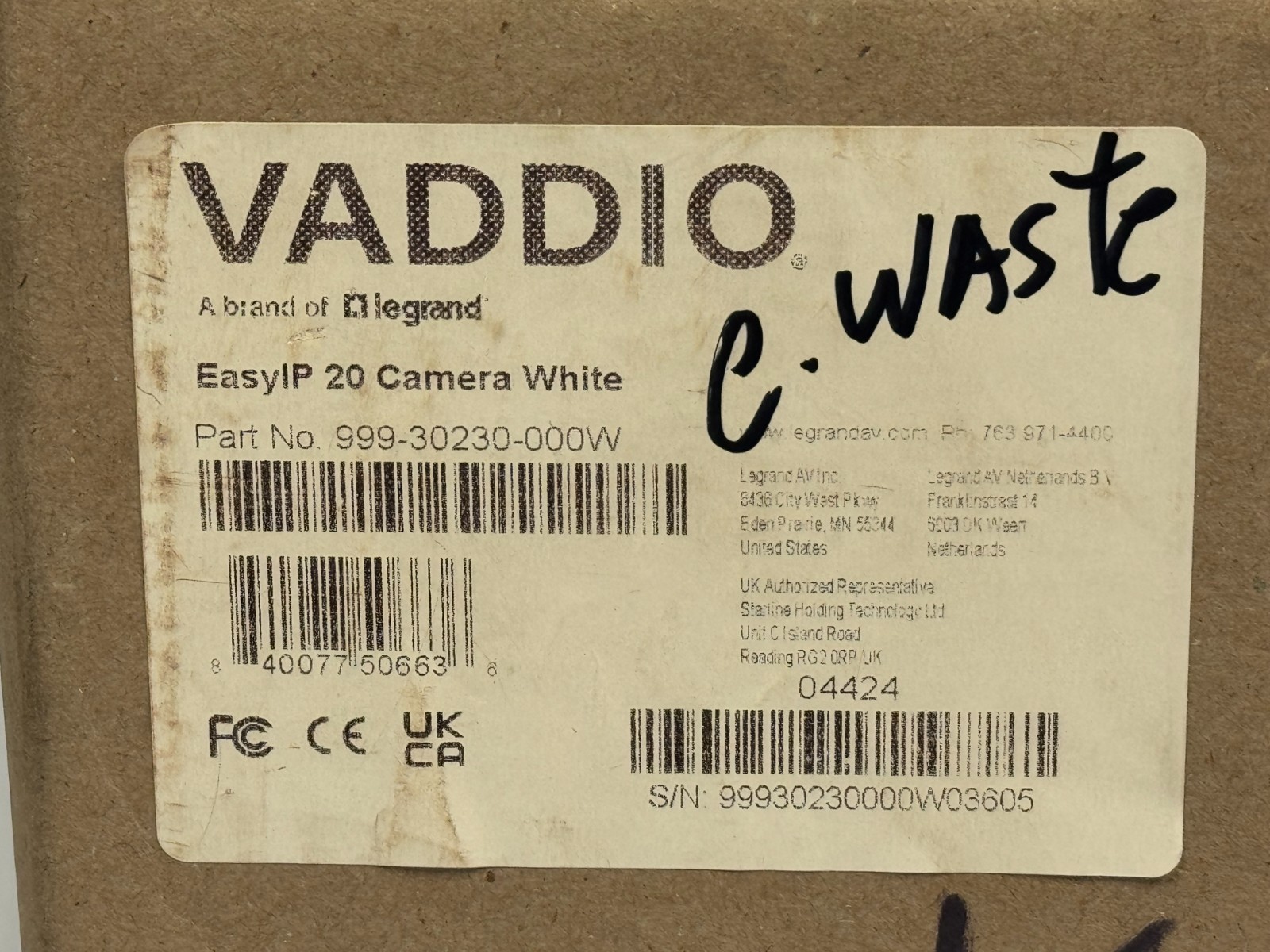 Vaddio Roboshot 20 UHD-W Ultra High Definition PTZ Camera W/ Bridge Assembly