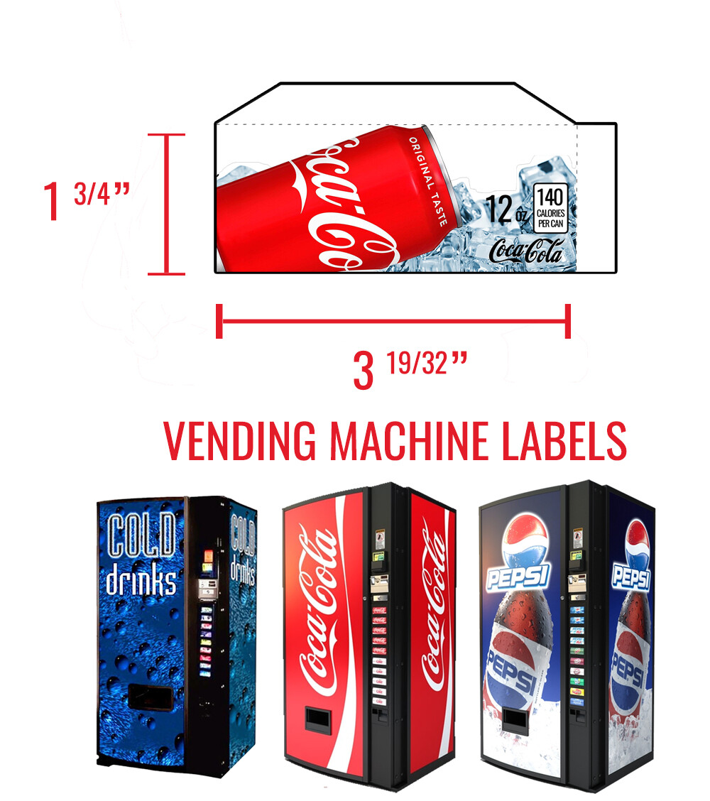 (10) Dixie Narco 501e 12 oz «CAN» Vend Labels – Flavor Strips -VARIETY PACK
