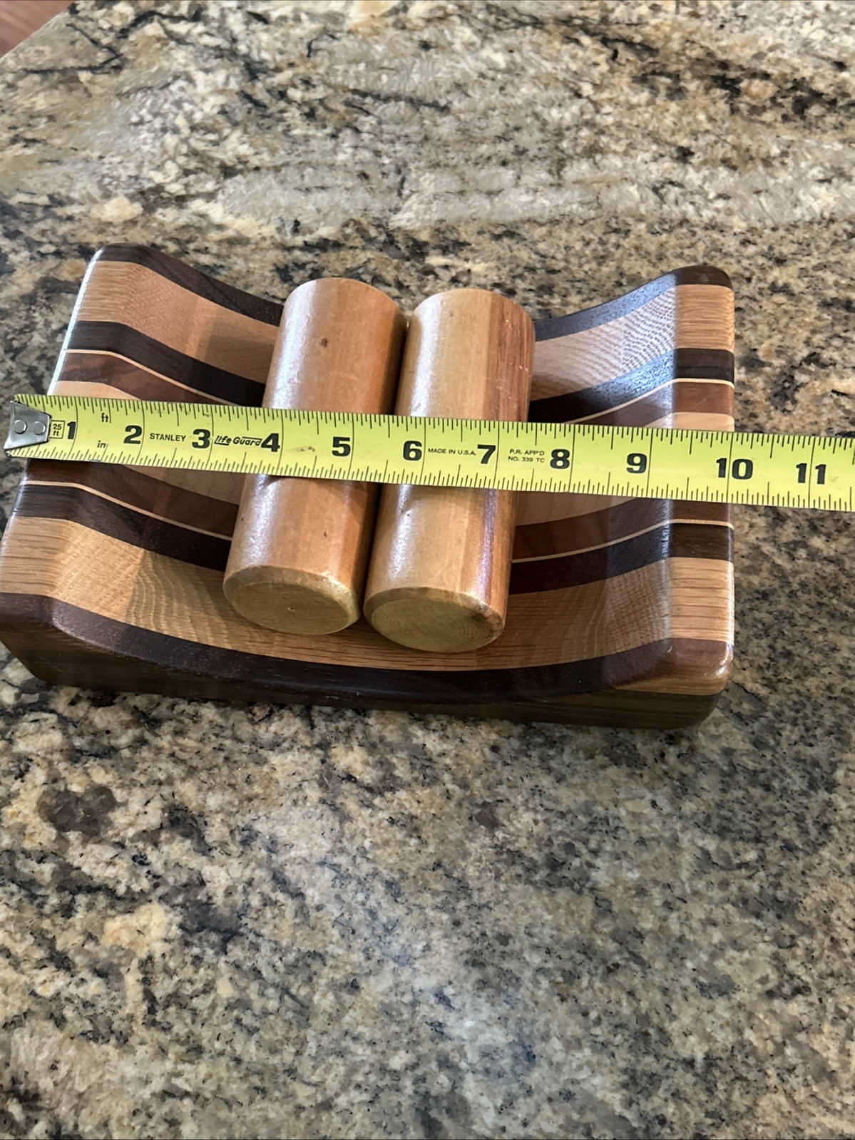 Vintage Hardwood Creations Mail Holder David Levy Davis CA Striped Wood Design