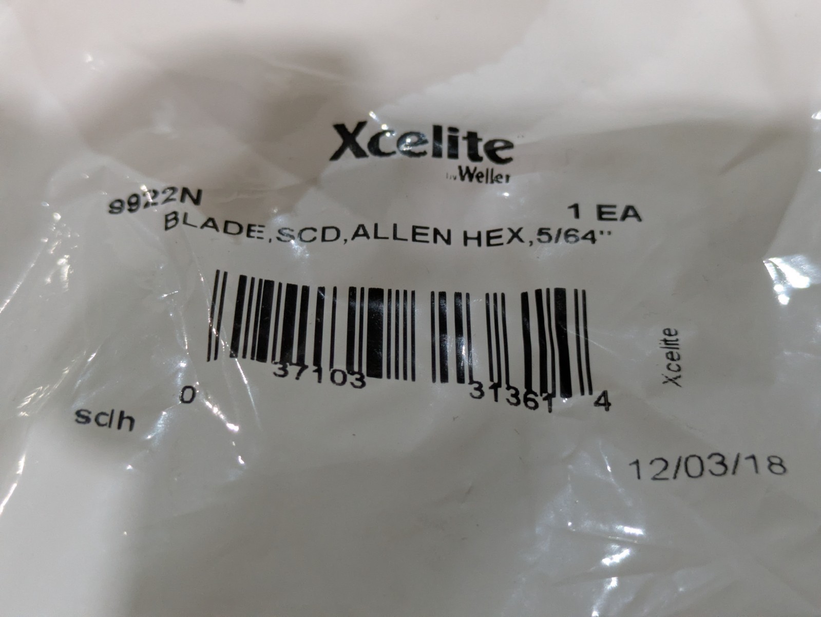 Xcelite 9922N Screwdriver Blade Extension Allen Hex 5/64 in x 4 in Series 99