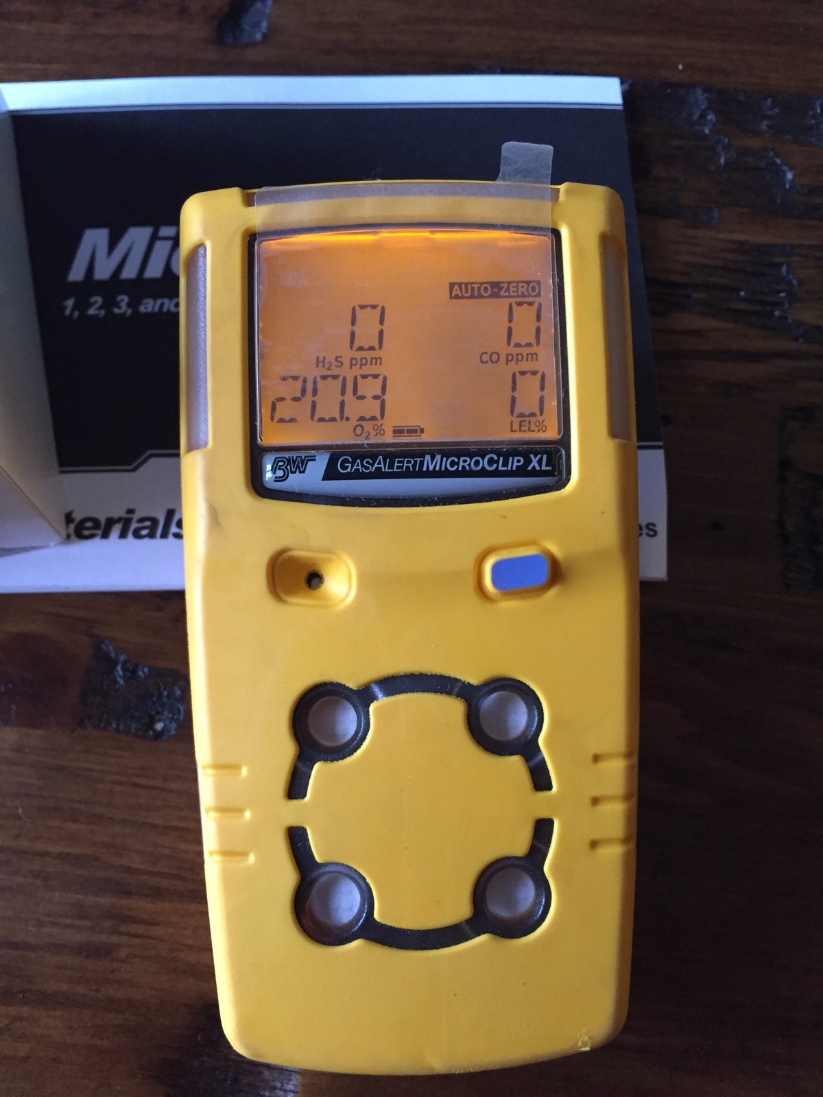 MultiGas H2S,LEL,CO,O2 MicroclipXL BW Technologies Calibrated, New Oxygen