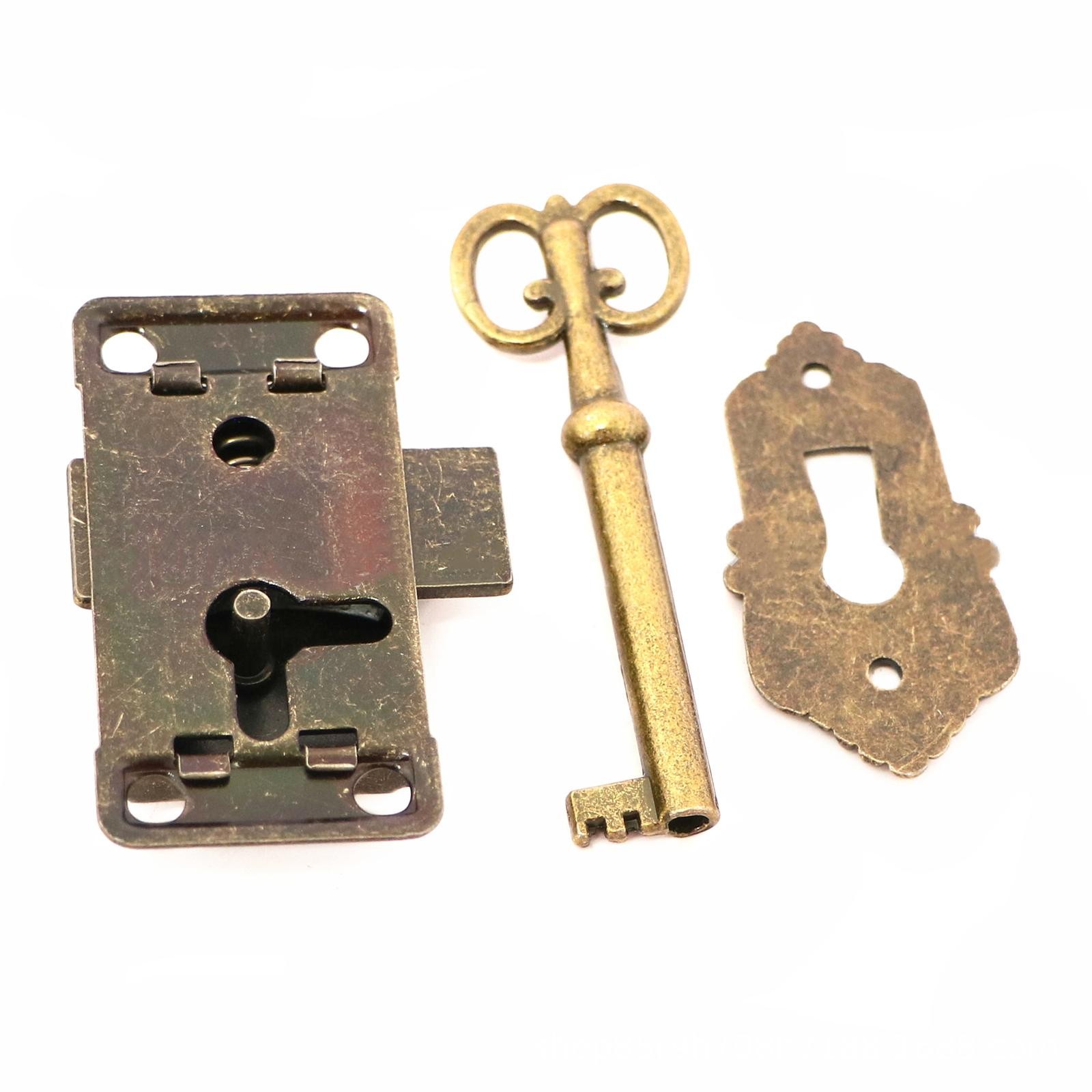 Furniture Cabinet Door Lock Set with Key Antique Drawer Wardrobe Lock Decorative