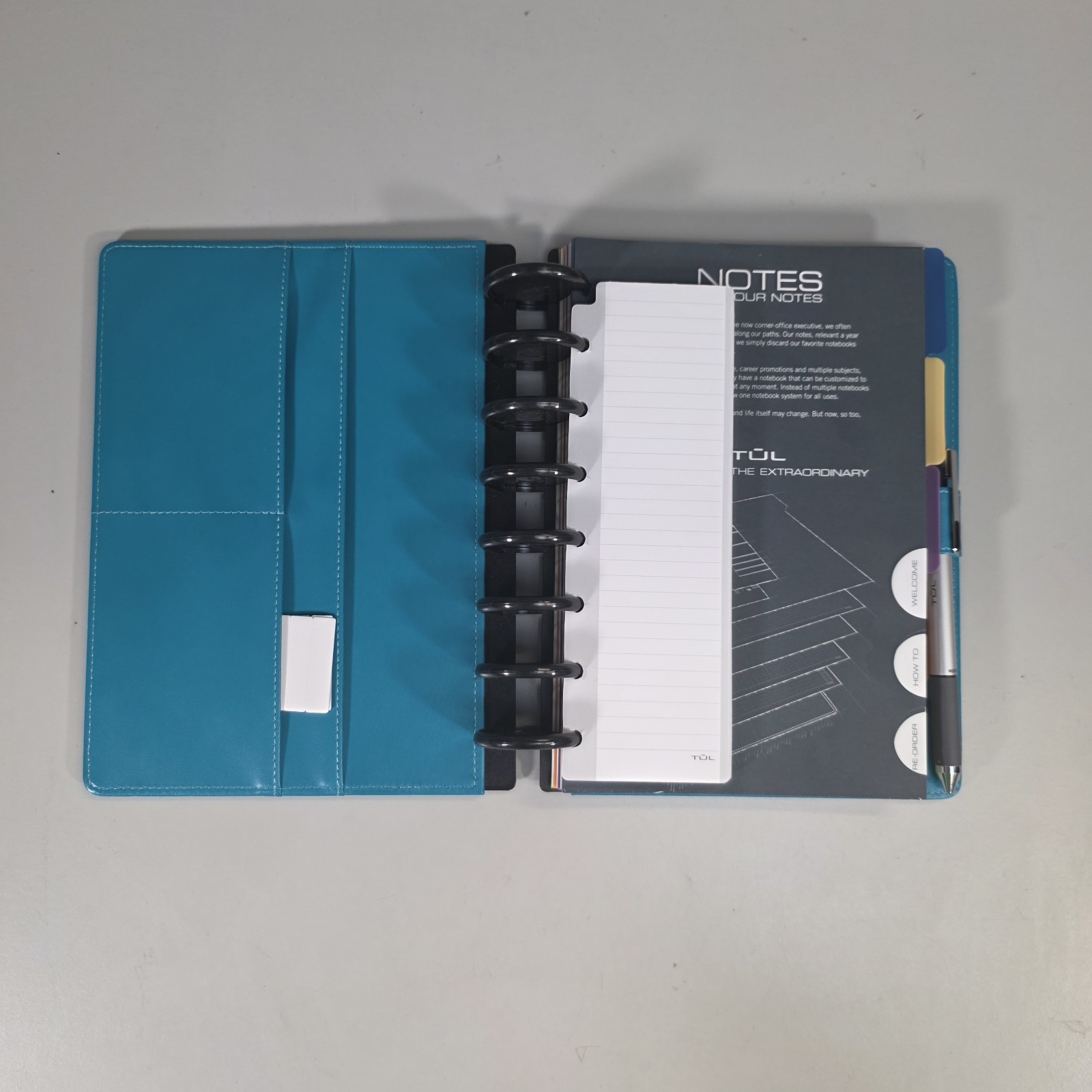 TUL Discbound Teal Junior Notebook With Smooth Leather Cover Pre-owned EUC