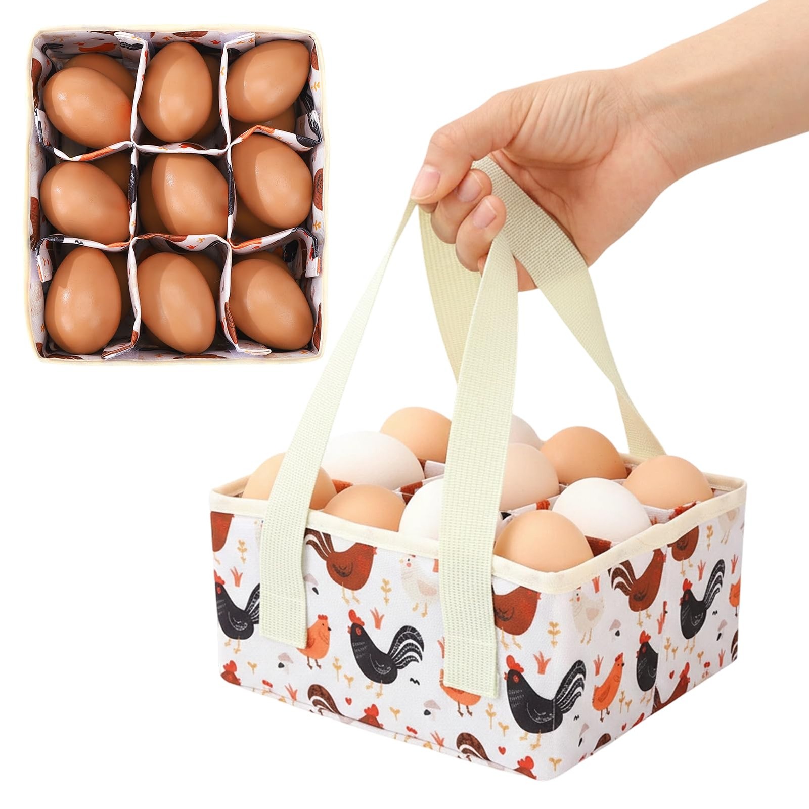 Egg Collecting Basket Wire Chicken Farm Poultry Gathering Holder 9 Pouch