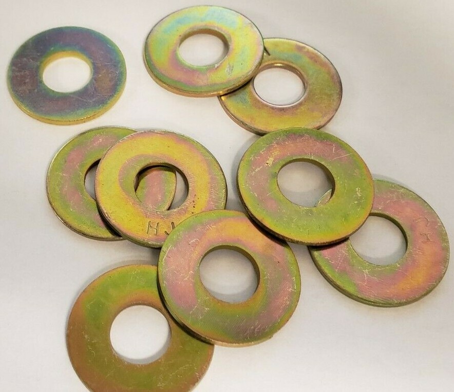 3/8″ USS Flat Washers Thru-Hardened Yellow Zinc