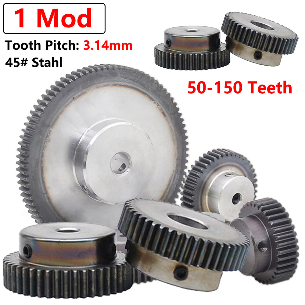 1 Mod 45# Steel Spur Gear 50-150T Bore 6mm-25mm Pinion Gear with Step Motor Gear