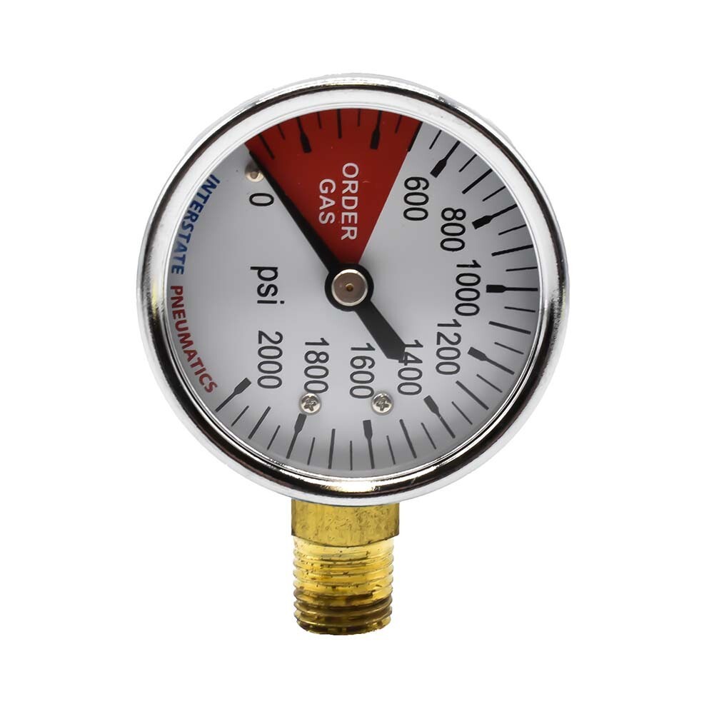 Co2 Tank Pressure Gauge 1/4 Inch NPT 2″ Dia 2000 PSI Right Side Mount/Thread
