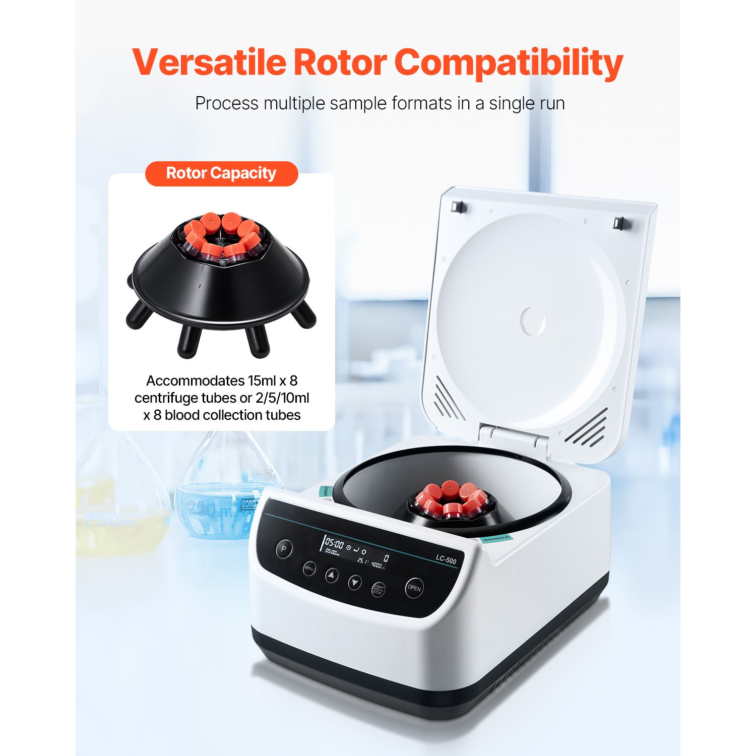 Centrifuge Machine 2/5/10/15ml Low Speed 500-4000rpm with 1 Rotor and Timer