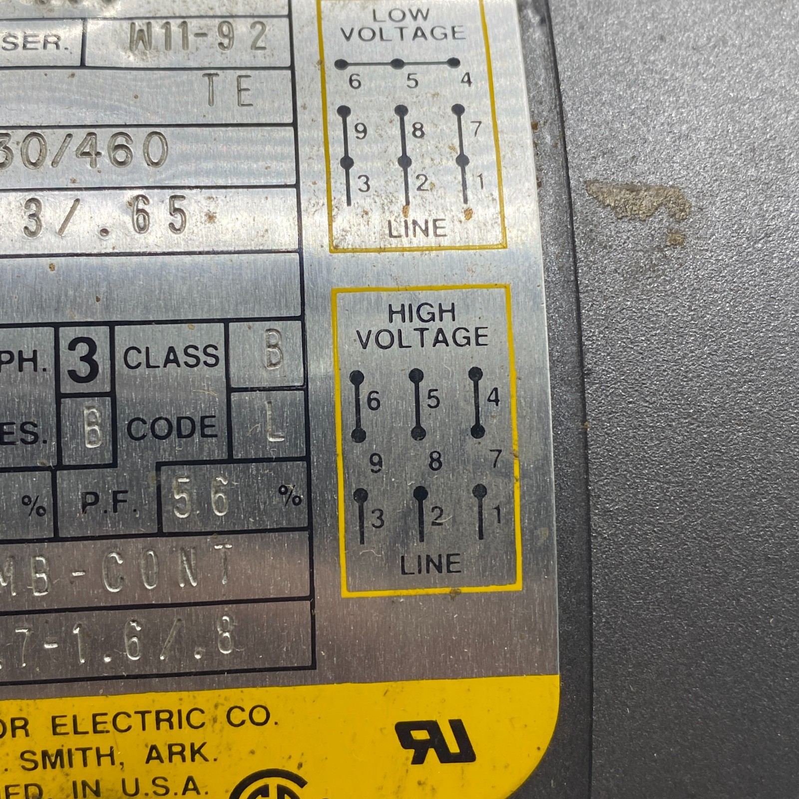 BALDOR KM3454 INDUSTRIAL MOTOR THREE PHASE 1725RPM 60HZ 208-230/460 VOLTS