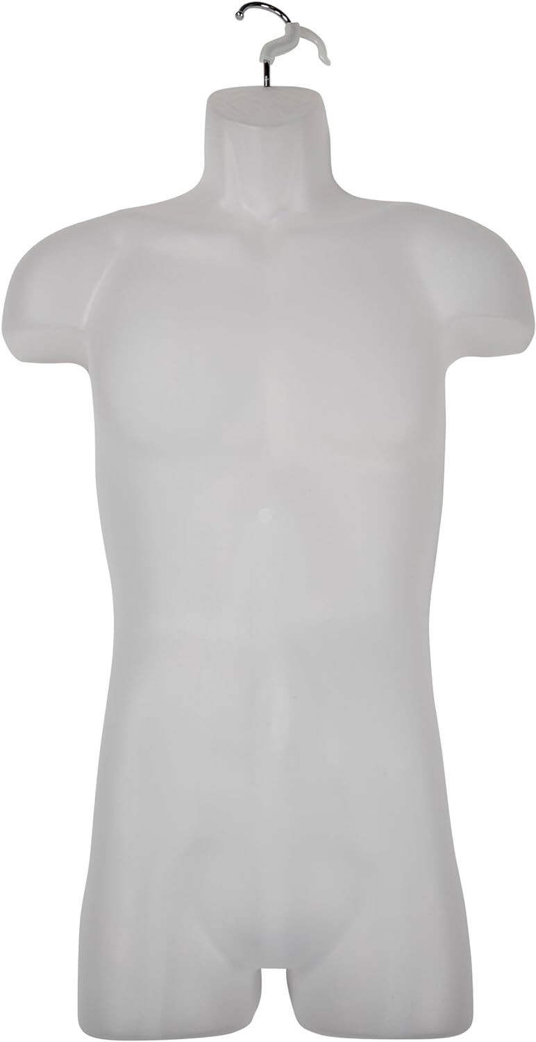 3 Clothing Displays Torso Forms Fits S – L Hanging Male Mannequin Frosted Hollow