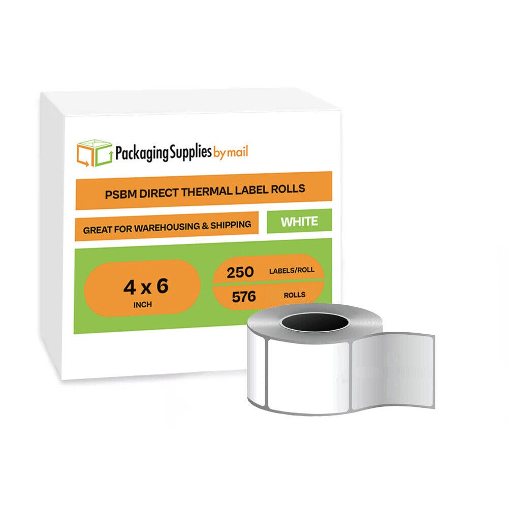 576 Rolls/250 Labels per Roll 4″x6″ Direct Thermal Shipping Labels White Color