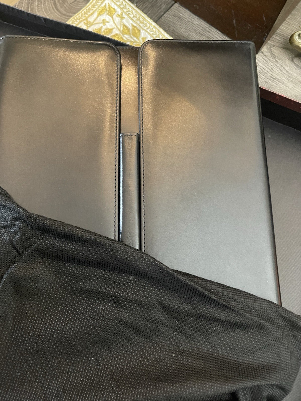 Montblanc black leather padfolio in its original box # 30510