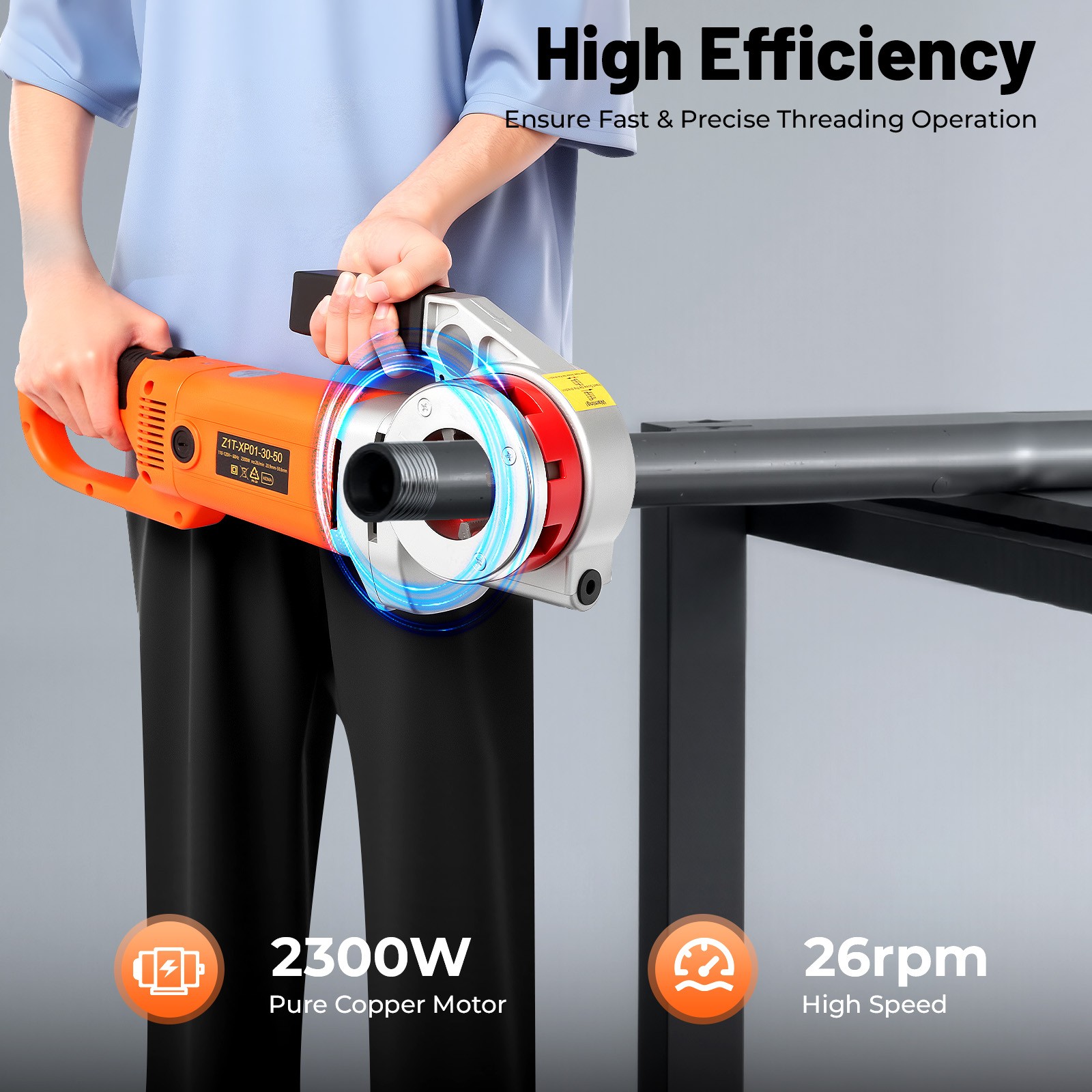 Electric Pipe Threader With 6 Dies 1/2″-2″ 2300W Handheld Pipe Threading Machine