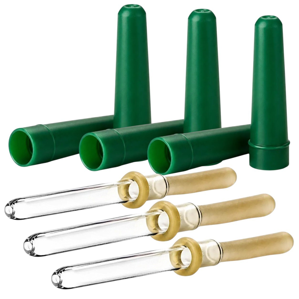 3 Reusable Glass Dropper Pipettes with Rubber Bulbs & Protective Cases 9 cm